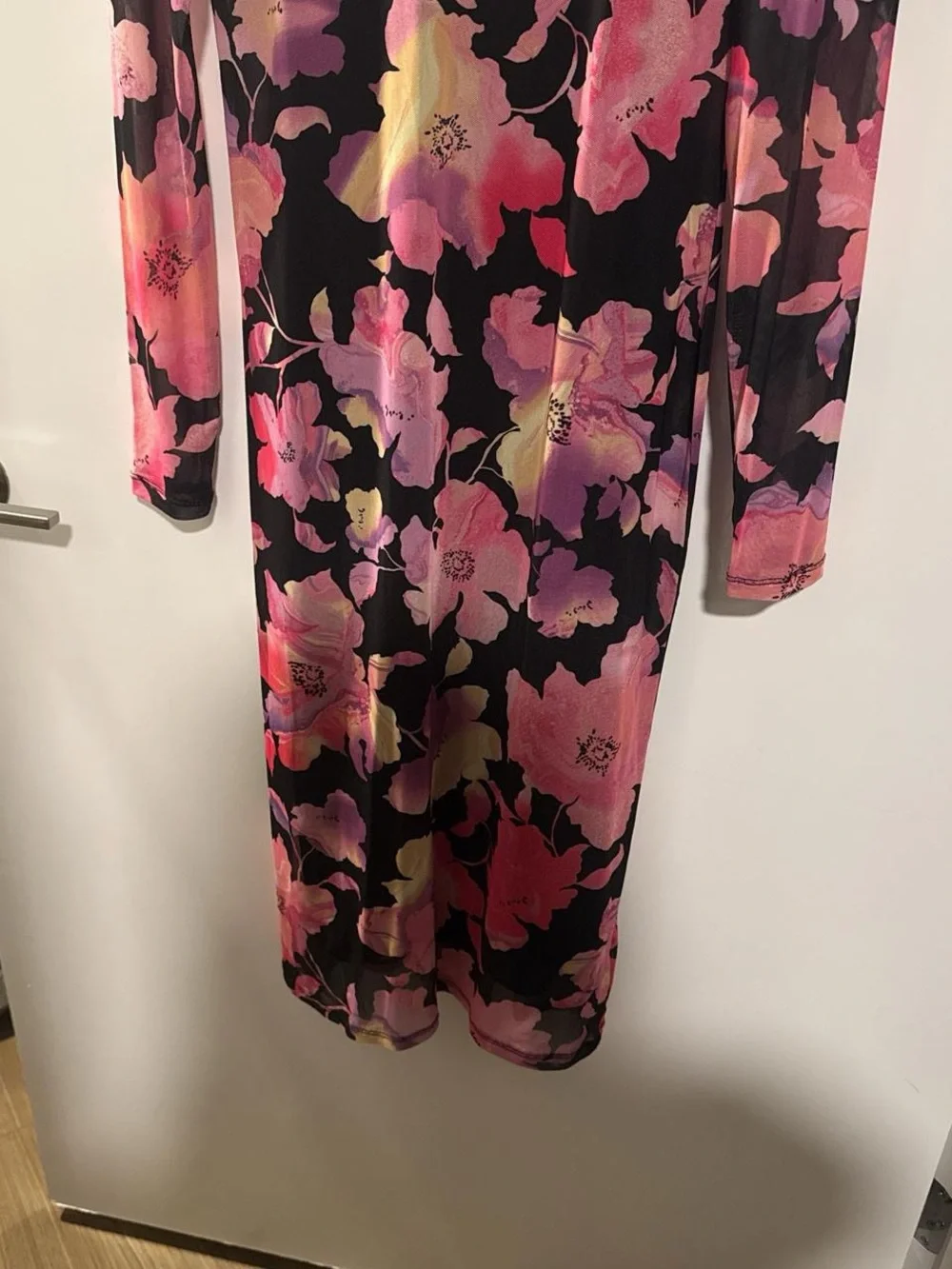 AFRM Black Maxi Dress with Pink, Coral & Yellow Floral Print - Picture 6 of 8
